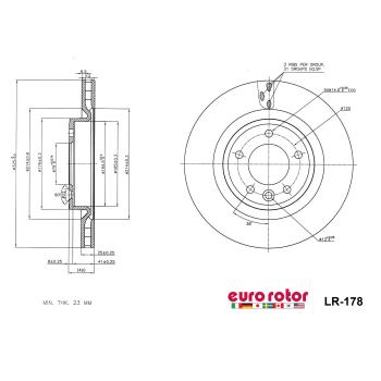 2021 Land Rover Range Rover Disc Brake Rotor Rear Eurorotor LR178 image 1 of 1