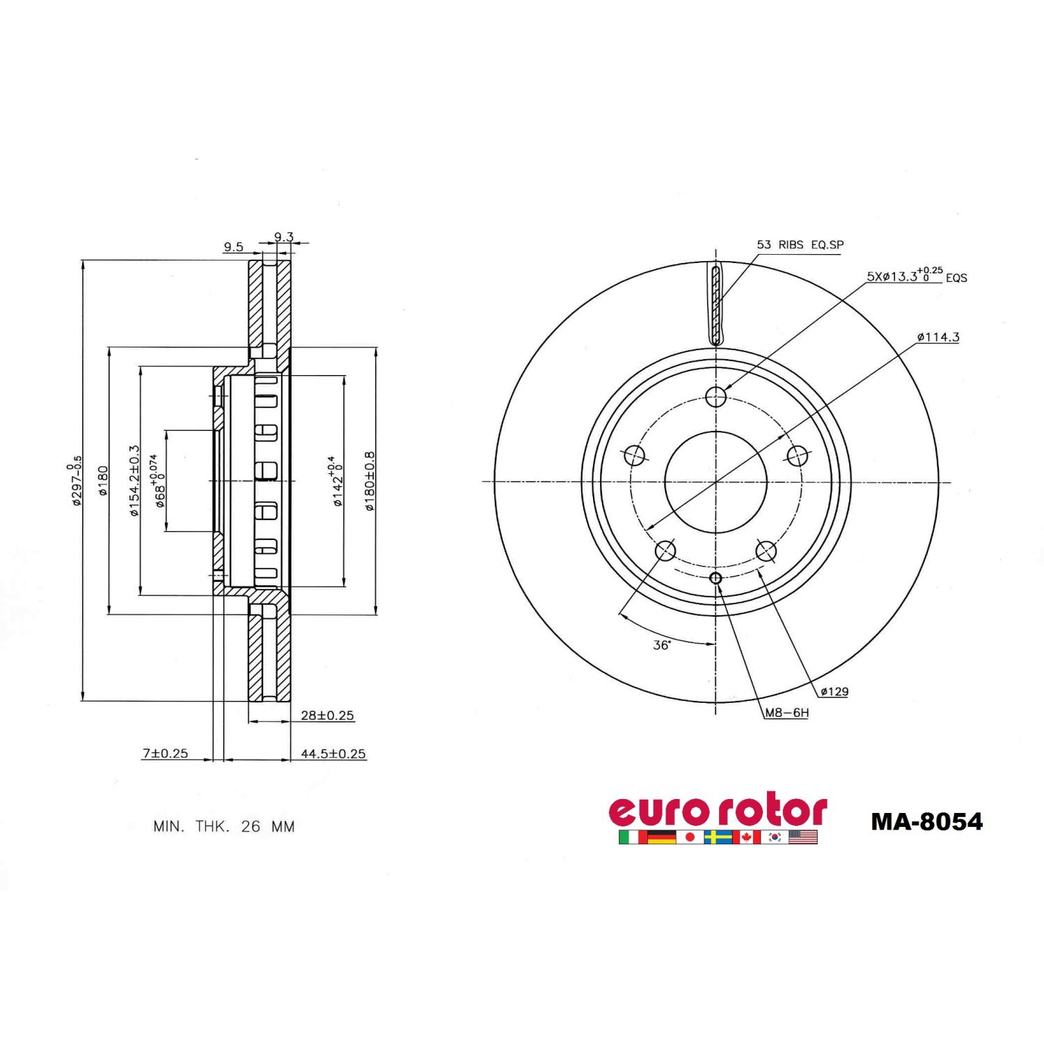 Eurorotor MA8054 - Disc Brake Rotor Eurorotor MA8054 Disc Brake Rotor product image 1 of 1