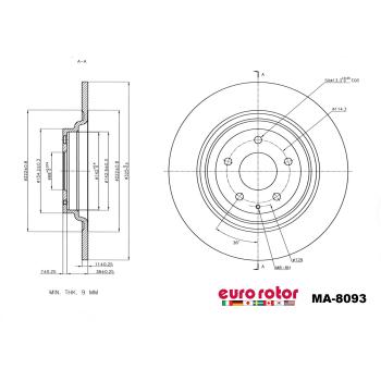 2023 Mazda CX-9 Disc Brake Rotor Rear Eurorotor MA8093 image 1 of 1
