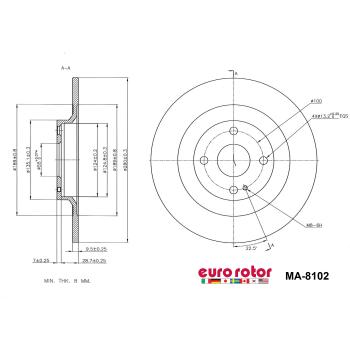 2021 Mazda MX-5 Miata Disc Brake Rotor Rear Eurorotor MA8102 image 1 of 1
