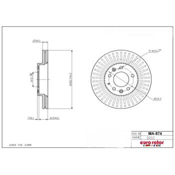 2003 Mazda 6 Disc Brake Rotor Front Eurorotor MA874 image 1 of 1