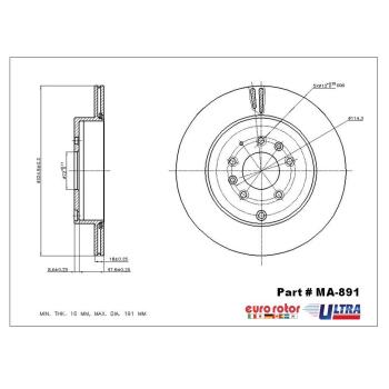 2015 Mazda CX-9 Disc Brake Rotor Rear Eurorotor MA891 image 1 of 1