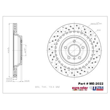 2017 Mercedes-Benz GLE300d Disc Brake Rotor Rear Eurorotor ME2022 image 1 of 1