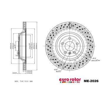 2013 Mercedes-Benz GL450 Disc Brake Rotor Rear Eurorotor ME2026 image 1 of 1