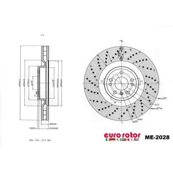 2017 Mercedes-Benz GLS350d Disc Brake Rotor Front Eurorotor ME2028 image 1 of 1