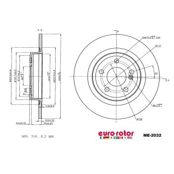 2014 Mercedes-Benz SLK250 Disc Brake Rotor Rear Eurorotor ME2032 image 1 of 1