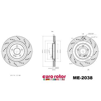 2021 Mercedes-Benz CLA35 AMG Disc Brake Rotor Rear Eurorotor ME2038 image 1 of 1