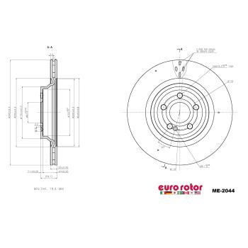 2022 Mercedes-Benz GLE350 Disc Brake Rotor Rear Eurorotor ME2044 image 1 of 1
