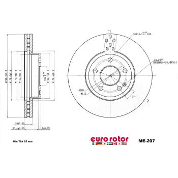 2023 Mercedes-Benz Metris Disc Brake Rotor Front Eurorotor ME207 image 1 of 1