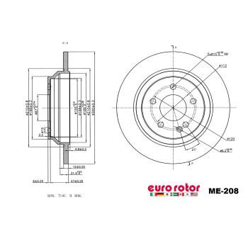 2023 Mercedes-Benz Metris Disc Brake Rotor Rear Eurorotor ME208 image 1 of 1