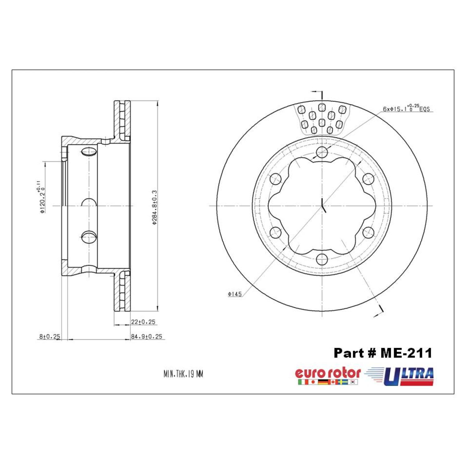 Eurorotor ME211 - Disc Brake Rotor Eurorotor ME211 Disc Brake Rotor product image 1 of 1