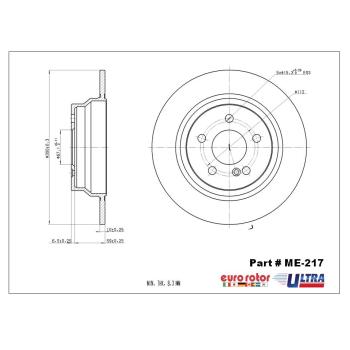 2009 Mercedes-Benz E320 Disc Brake Rotor Rear Eurorotor ME217 image 1 of 1