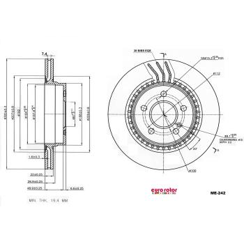 2012 Mercedes-Benz E550 Disc Brake Rotor Rear Eurorotor ME242 image 1 of 1
