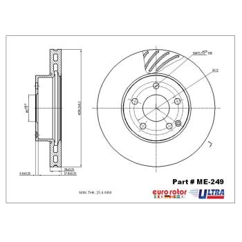 2009 Mercedes-Benz C300 Disc Brake Rotor Front Eurorotor ME249 image 1 of 1