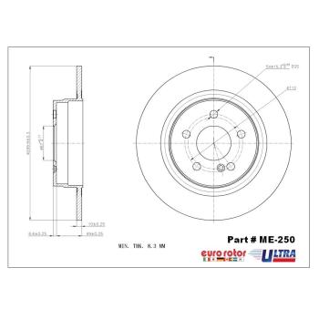 2009 Mercedes-Benz C300 Disc Brake Rotor Rear Eurorotor ME250 image 1 of 1