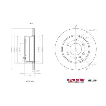 2020 Freightliner Sprinter 2500 Disc Brake Rotor Rear Eurorotor ME275 image 1 of 1