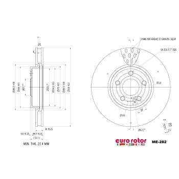 2020 Mercedes-Benz CLA250 Disc Brake Rotor Front Eurorotor ME282 image 1 of 1