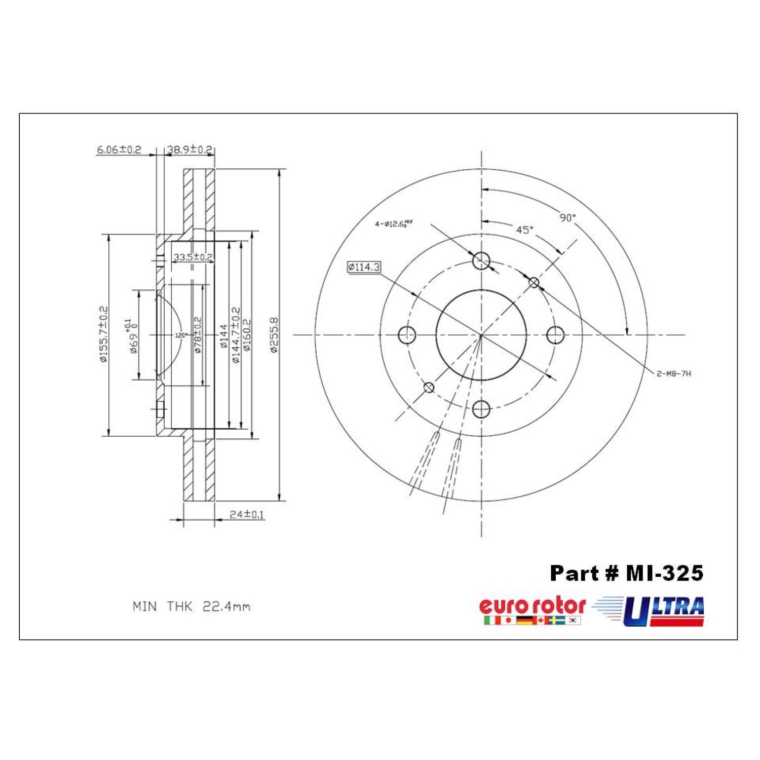 Eurorotor MI325 - Disc Brake Rotor Eurorotor MI325 Disc Brake Rotor product image 1 of 1