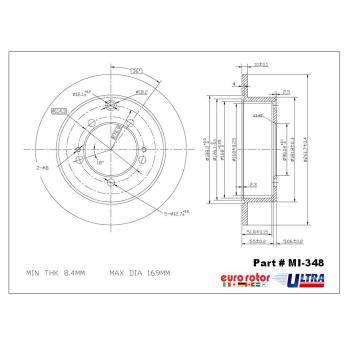 2005 Chrysler Sebring Disc Brake Rotor Rear Eurorotor MI348 image 1 of 1