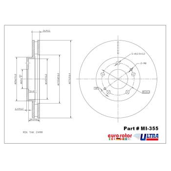 2004 Mitsubishi Outlander Disc Brake Rotor Front Eurorotor MI355 image 1 of 1