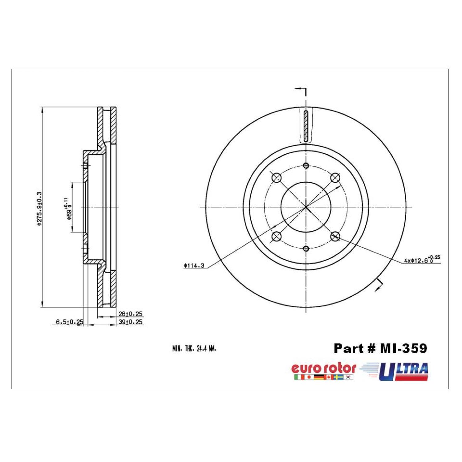 Eurorotor MI359 - Disc Brake Rotor Eurorotor MI359 Disc Brake Rotor product image 1 of 1