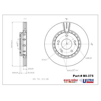 2005 Mitsubishi Outlander Disc Brake Rotor Front Eurorotor MI375 image 1 of 1