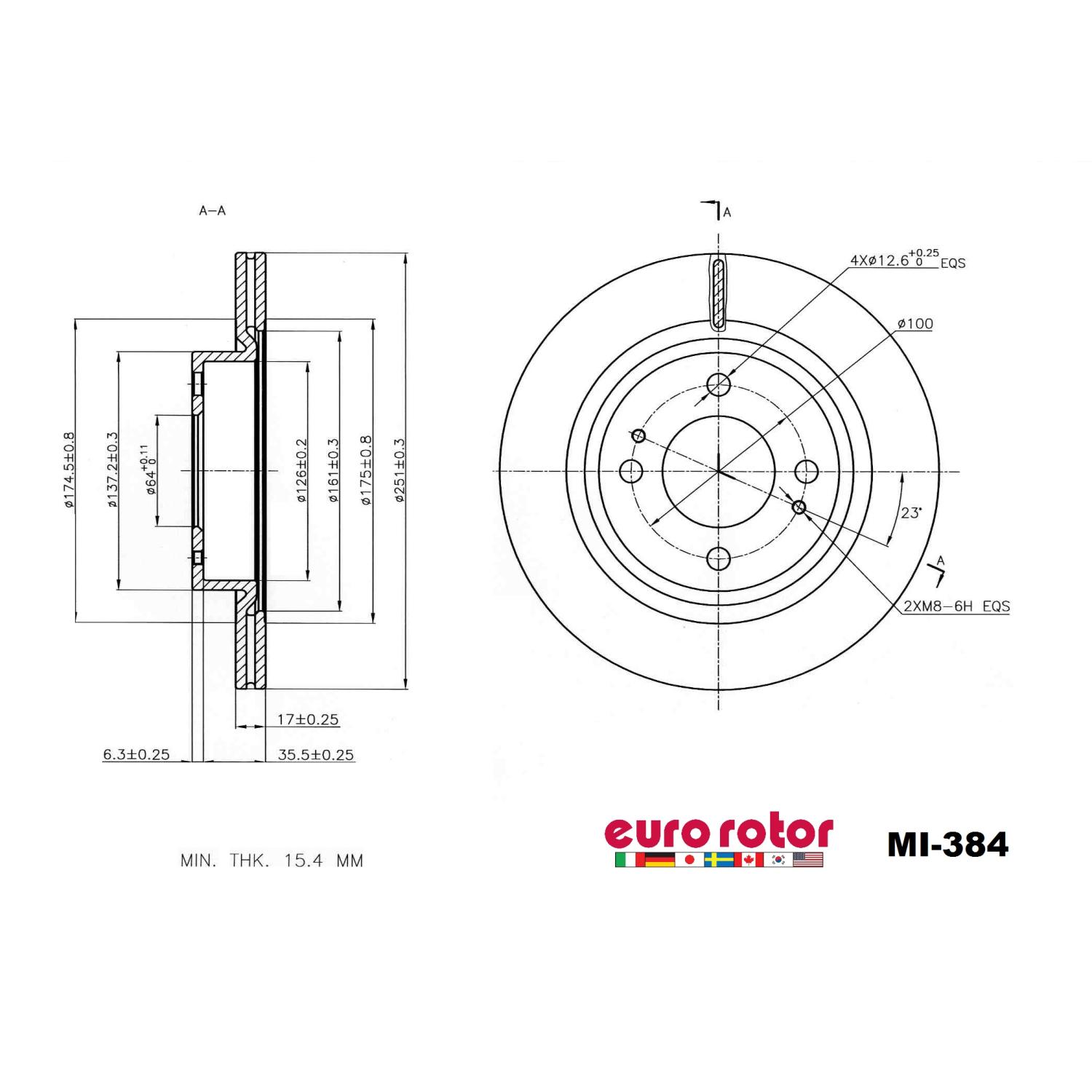 Eurorotor MI384 - Disc Brake Rotor Eurorotor MI384 Disc Brake Rotor product image 1 of 1