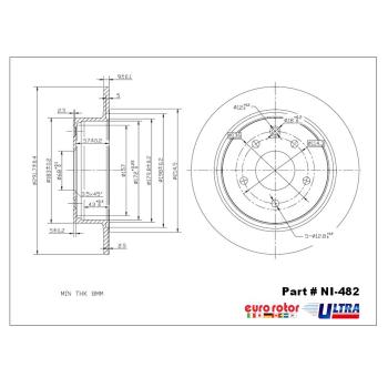 2008 Nissan Maxima Disc Brake Rotor Rear Eurorotor NI482 image 1 of 1