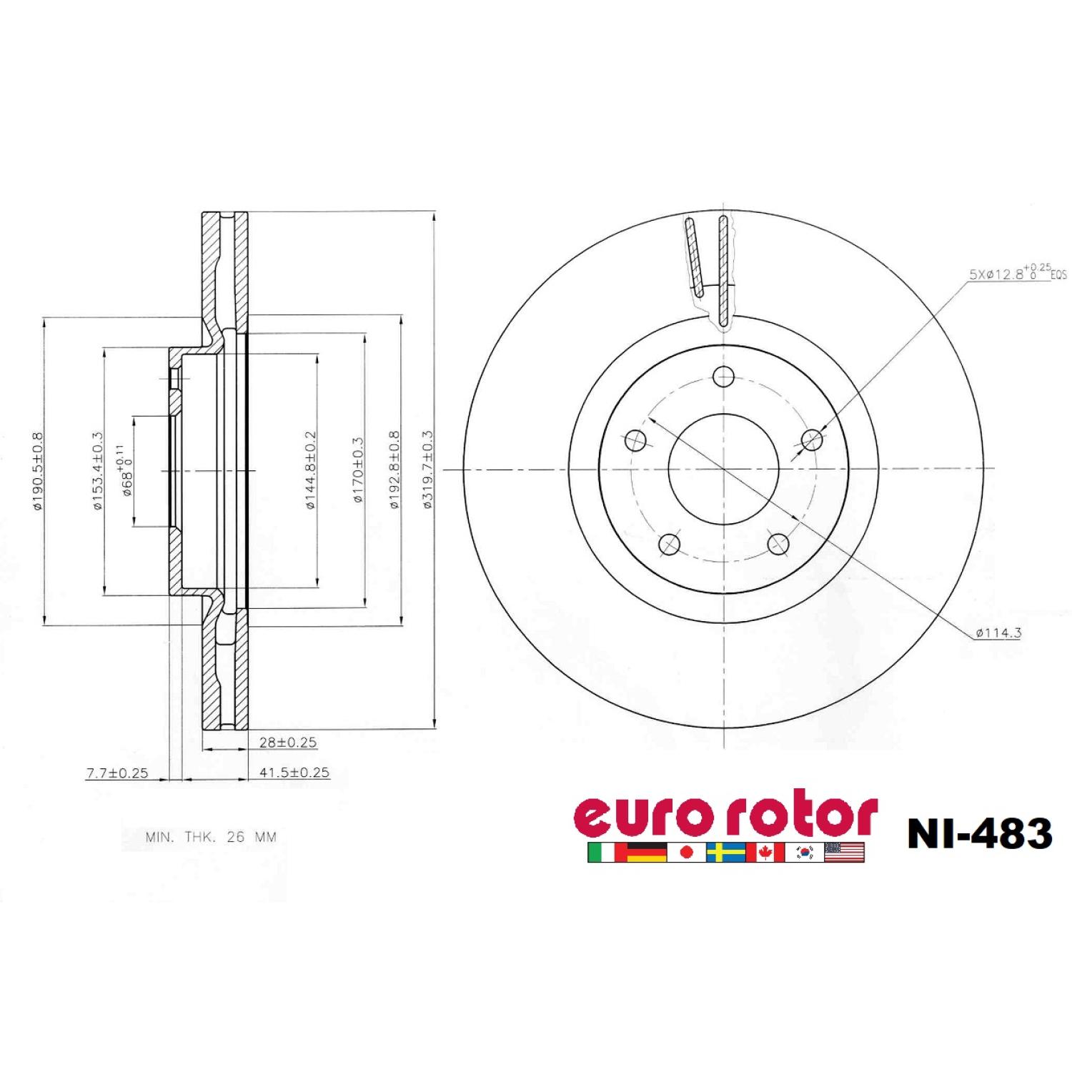 Eurorotor NI483 Disc Brake Rotor product image 1 of 1