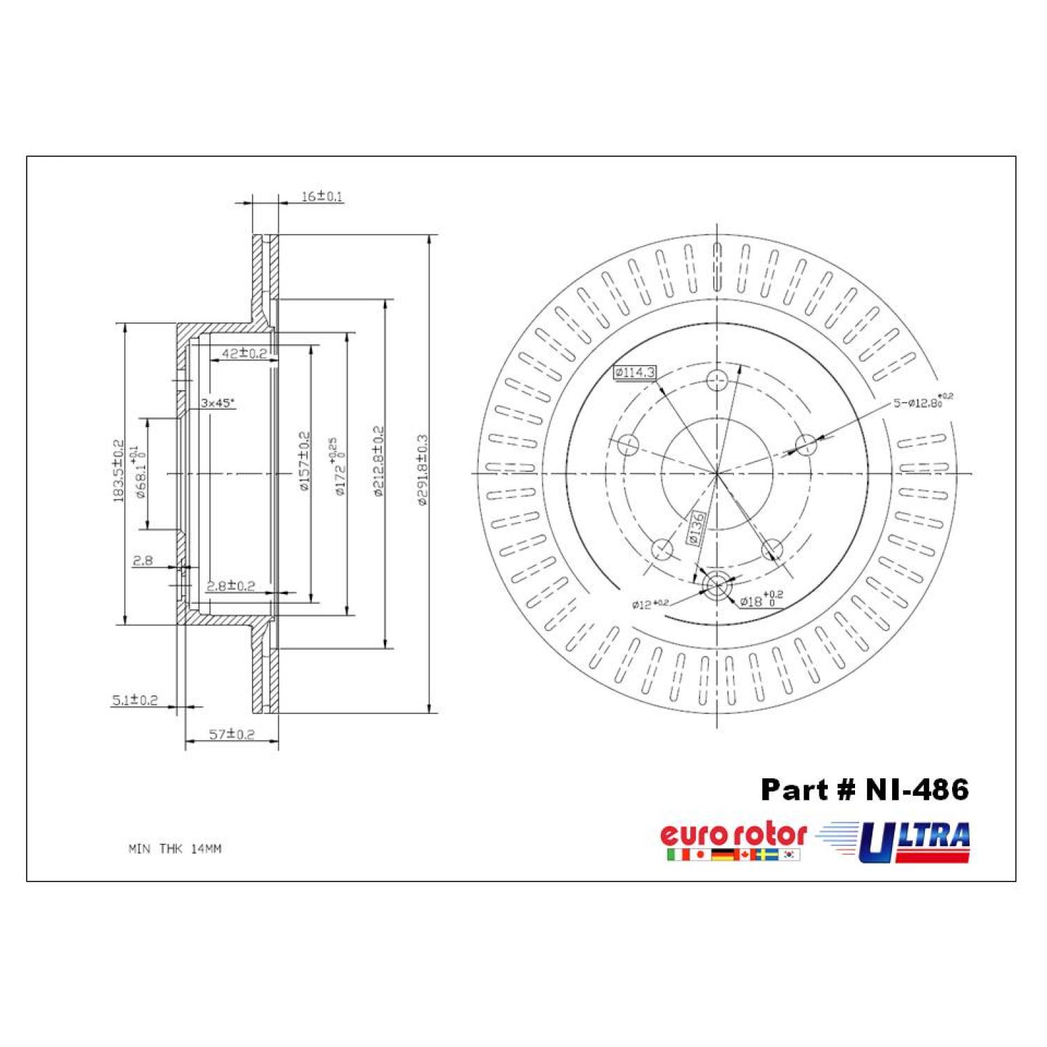 Eurorotor NI486 - Disc Brake Rotor Eurorotor NI486 Disc Brake Rotor product image 1 of 1