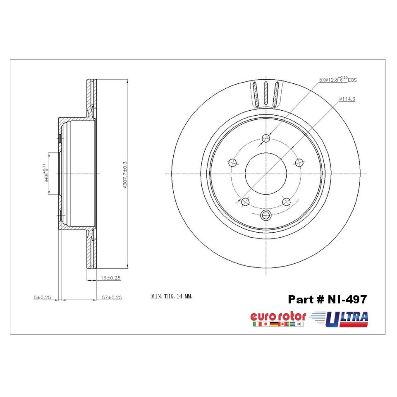Eurorotor NI497 Disc Brake Rotor product image 1 of 1