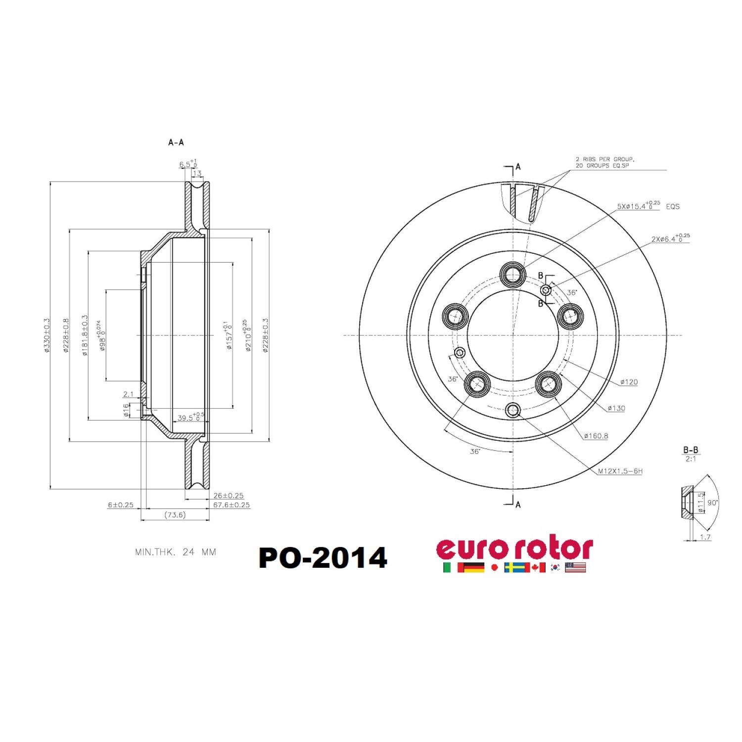 Eurorotor PO2014 - Disc Brake Rotor Eurorotor PO2014 Disc Brake Rotor product image 1 of 1