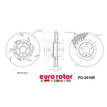 2017 Porsche Macan Disc Brake Rotor Front Right Eurorotor PO2018R image 1 of 1