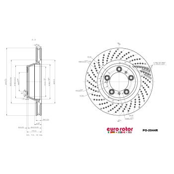 2020 Porsche 911 Disc Brake Rotor Rear Right Eurorotor PO2044R image 1 of 1