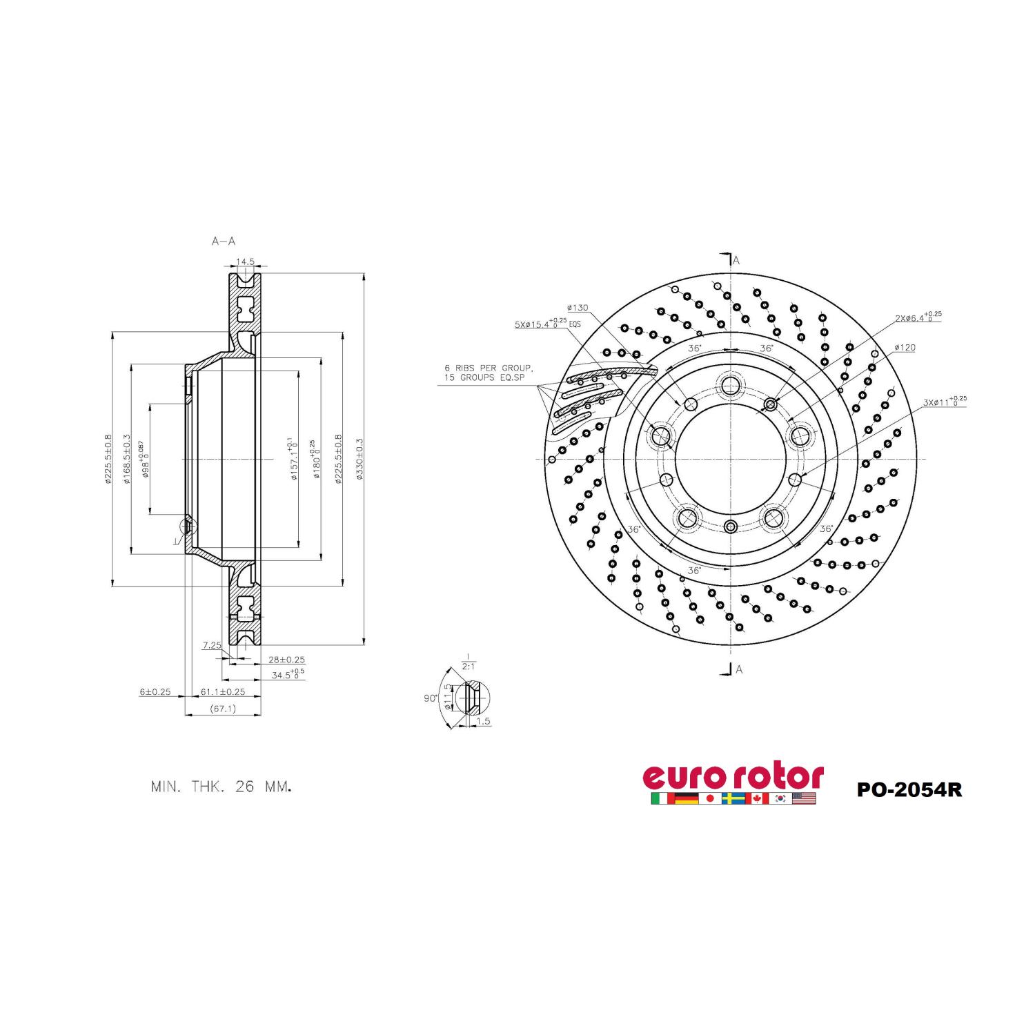 Eurorotor PO2054R Disc Brake Rotor product image 1 of 1