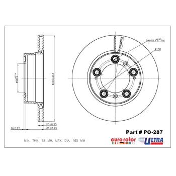 1999 Porsche Boxster Disc Brake Rotor Rear Eurorotor PO287 image 1 of 1