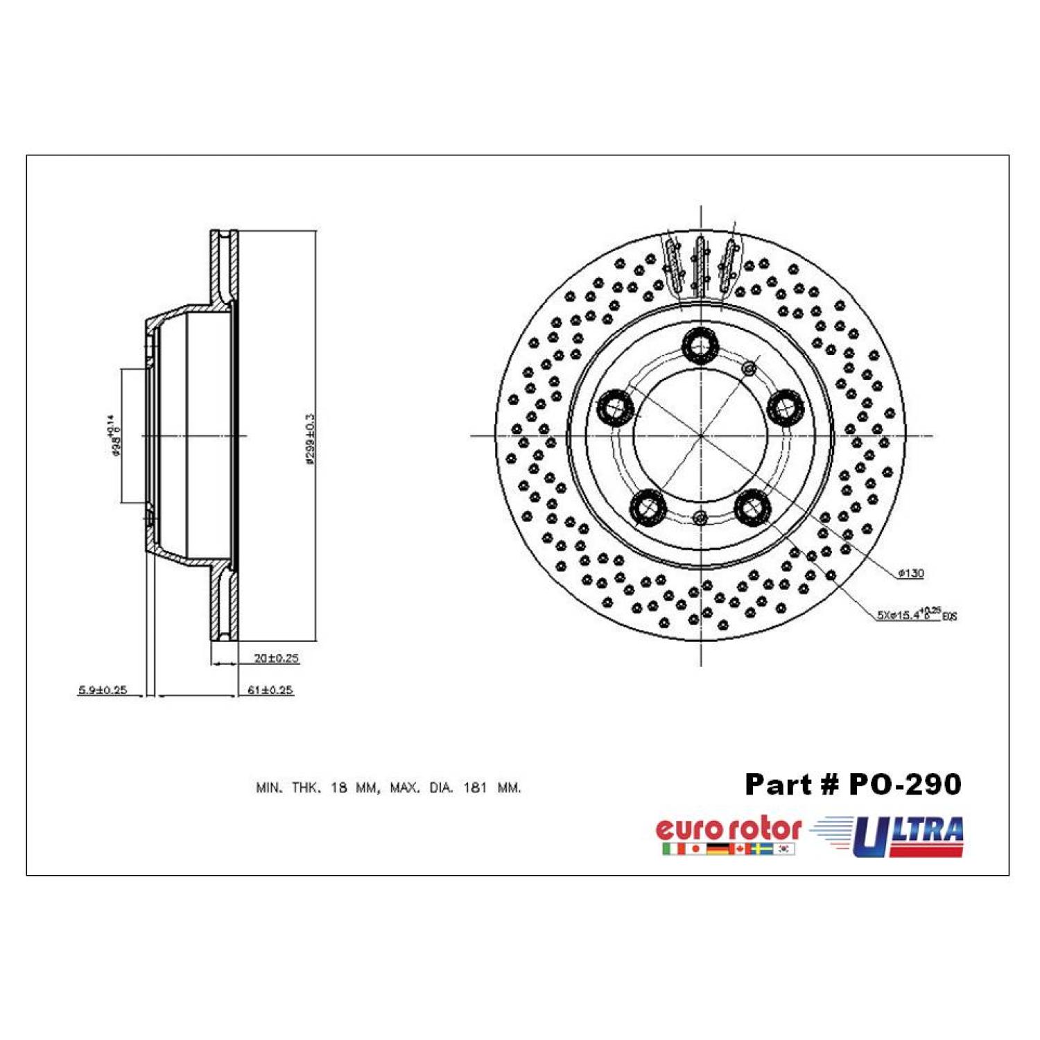 Eurorotor PO290 - Disc Brake Rotor Eurorotor PO290 Disc Brake Rotor product image 1 of 1