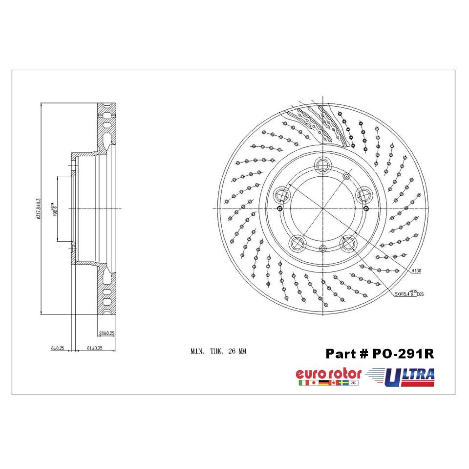 Eurorotor PO291R - Disc Brake Rotor Eurorotor PO291R Disc Brake Rotor product image 1 of 1