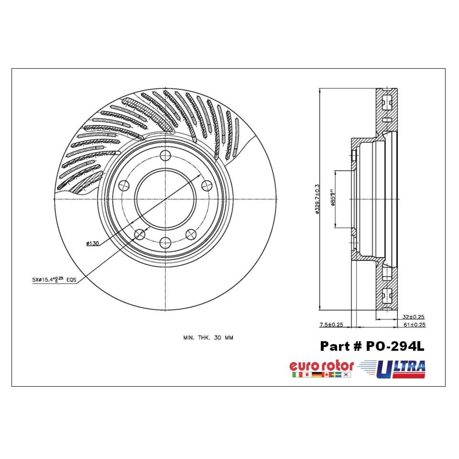 Eurorotor PO294L - Disc Brake Rotor Eurorotor PO294L Disc Brake Rotor product image 1 of 1