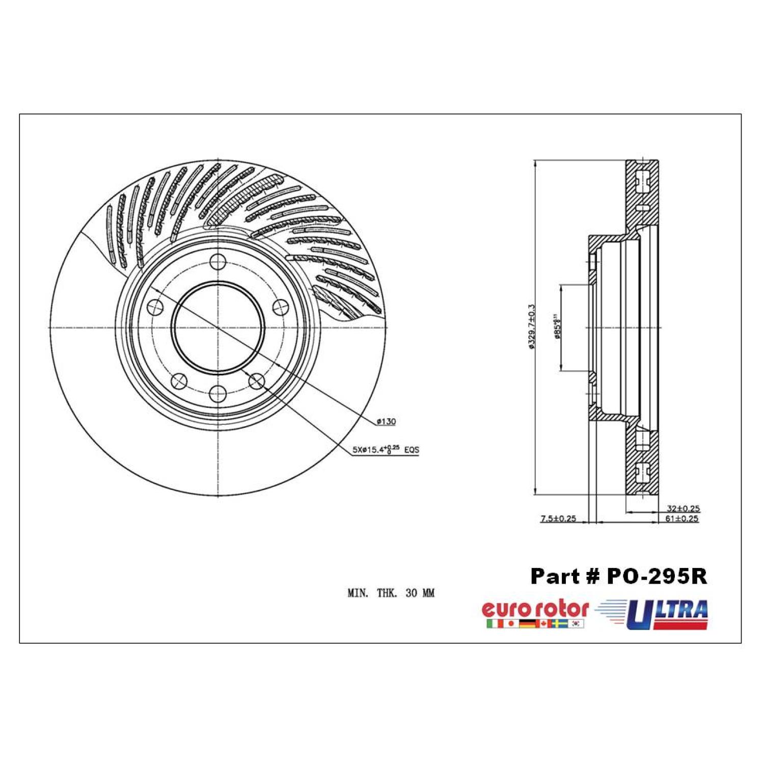 Eurorotor PO295R Disc Brake Rotor product image 1 of 1