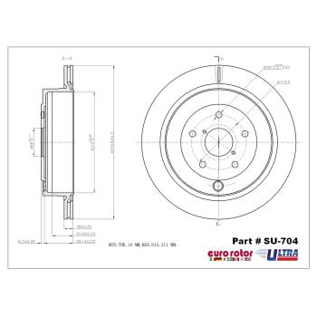 2009 Subaru Tribeca Disc Brake Rotor Rear Eurorotor SU704 image 1 of 1