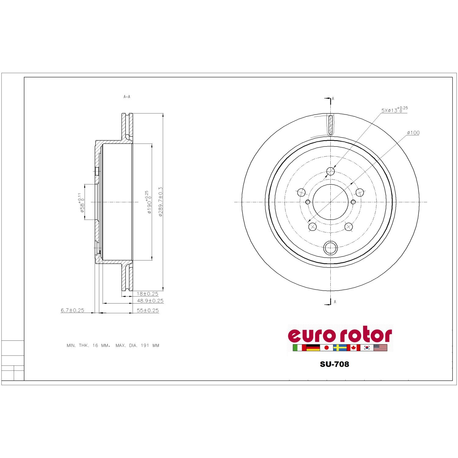 Eurorotor SU708 - Disc Brake Rotor Eurorotor SU708 Disc Brake Rotor product image 1 of 1