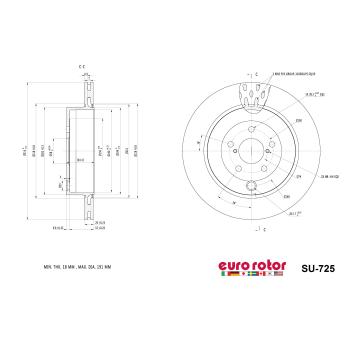2019 Toyota 86 Disc Brake Rotor Rear Eurorotor SU725 image 1 of 1