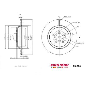 2018 Subaru Crosstrek Disc Brake Rotor Rear Eurorotor SU730 image 1 of 1