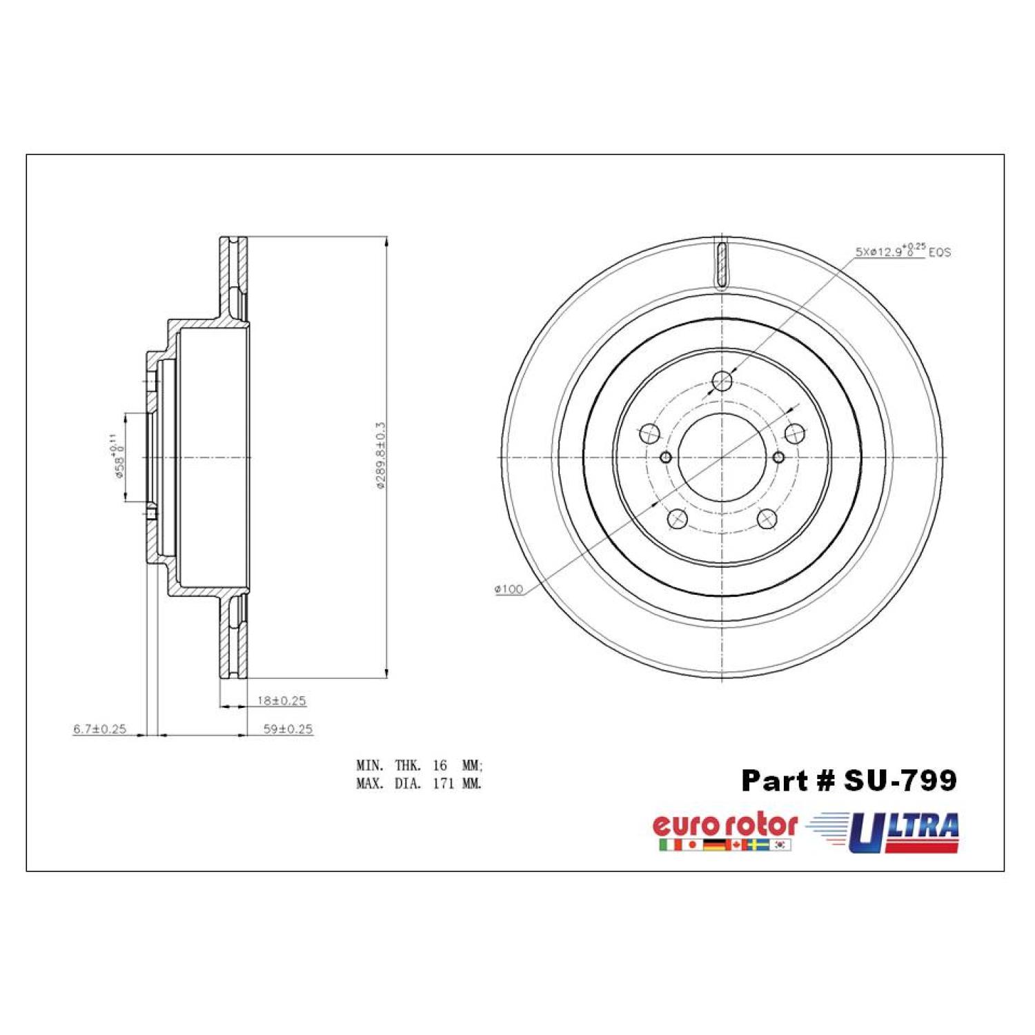 Eurorotor SU799 - Disc Brake Rotor Eurorotor SU799 Disc Brake Rotor product image 1 of 1