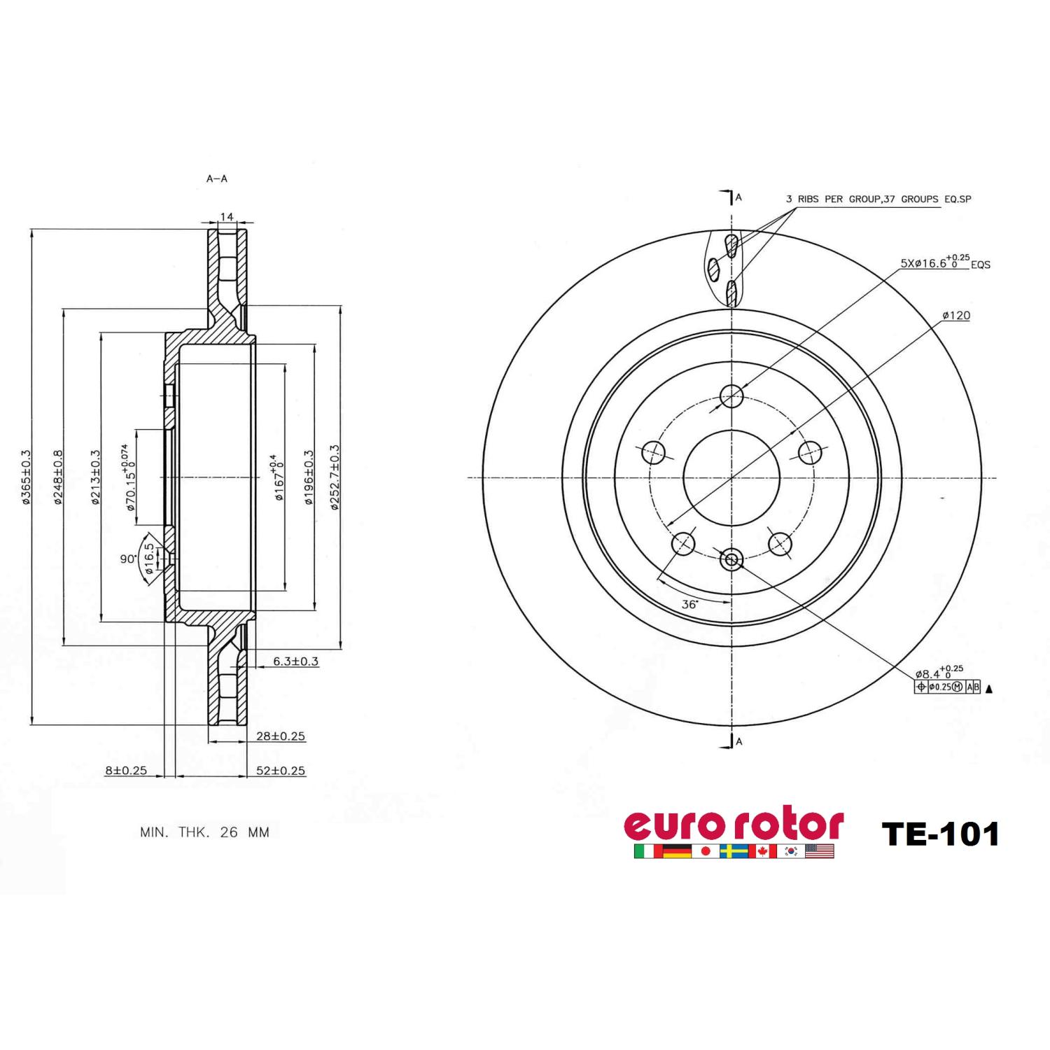Eurorotor TE101 - Disc Brake Rotor Eurorotor TE101 Disc Brake Rotor product image 1 of 1