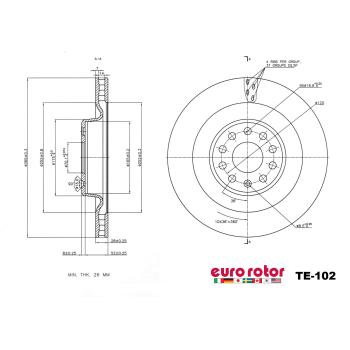 2017 Tesla X Disc Brake Rotor Rear Eurorotor TE102 image 1 of 1