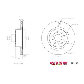 2019 Tesla 3 Disc Brake Rotor Front Eurorotor TE103 image 1 of 1