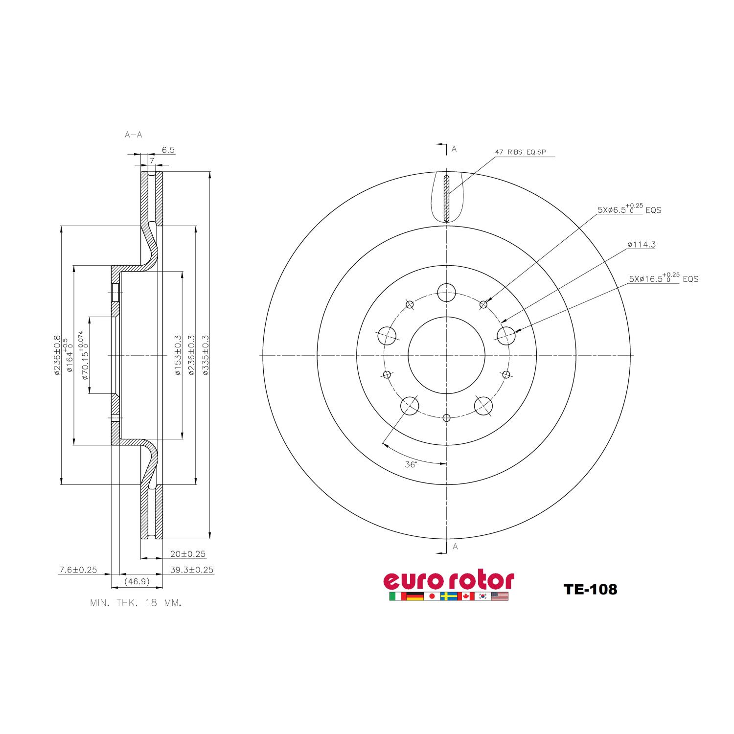 Eurorotor TE108 - Disc Brake Rotor Eurorotor TE108 Disc Brake Rotor product image 1 of 1
