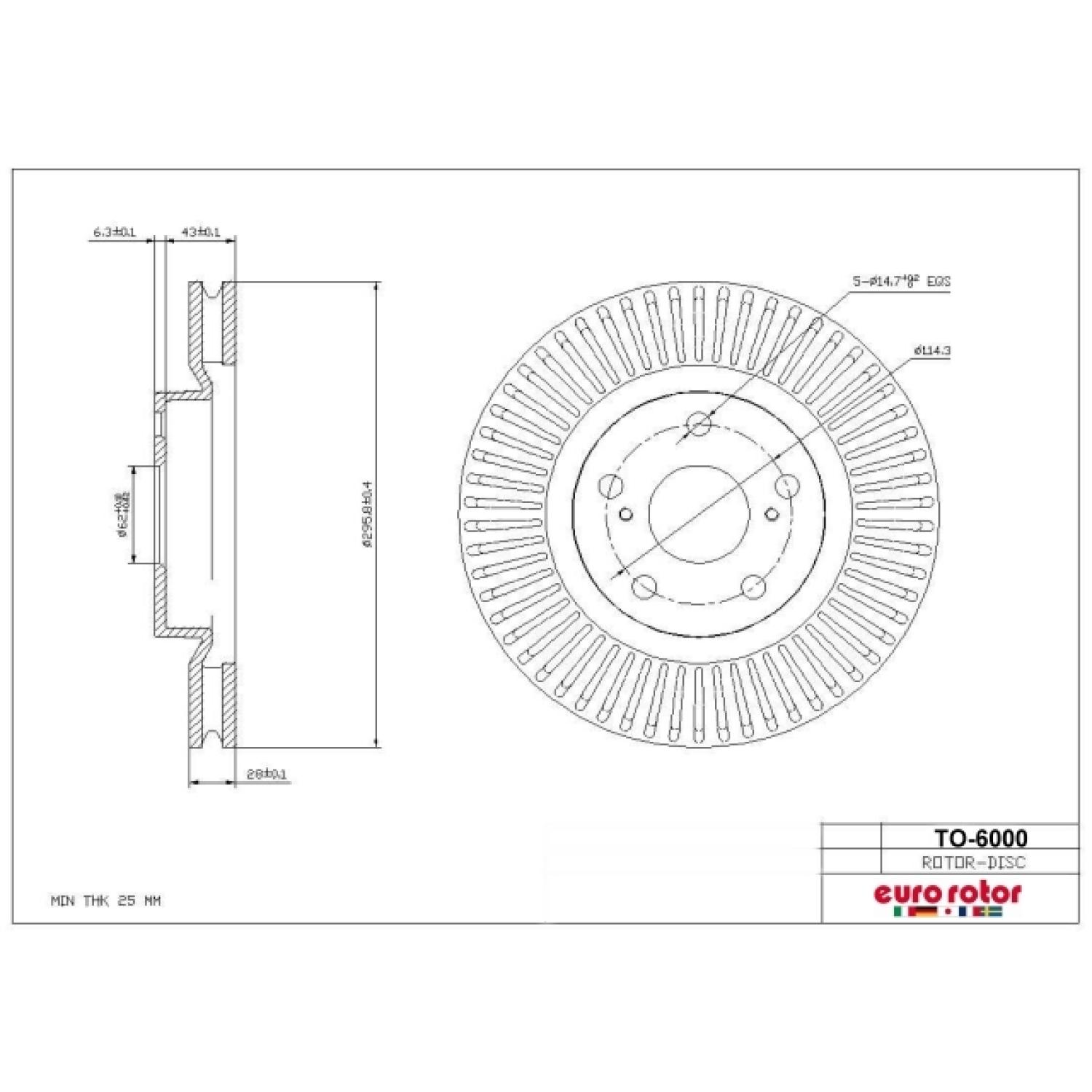 Eurorotor TO6000 - Disc Brake Rotor Eurorotor TO6000 Disc Brake Rotor product image 1 of 1